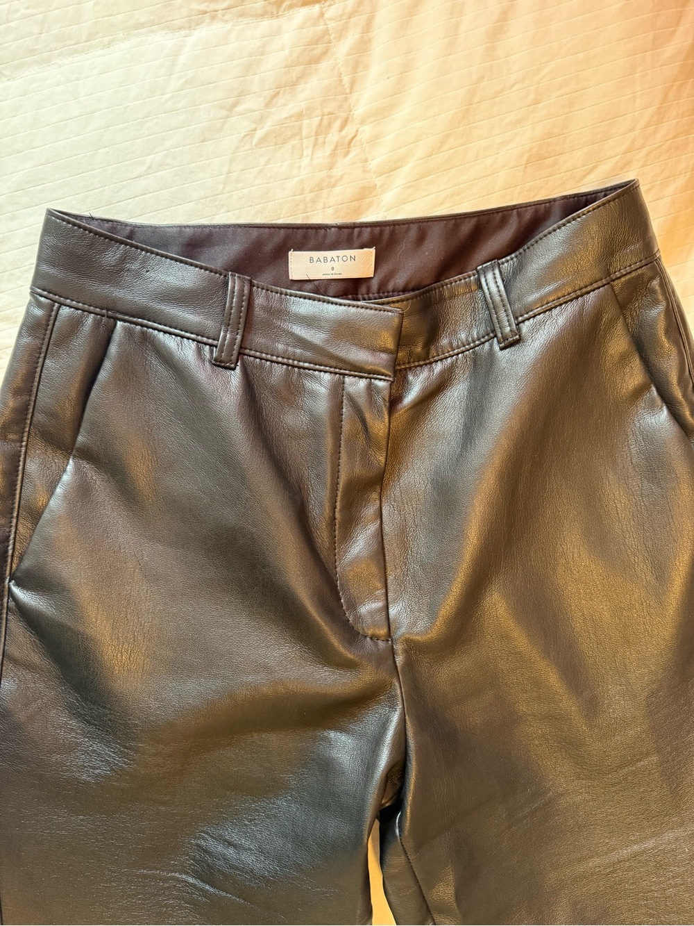 Babaton Black Vegan leather pants